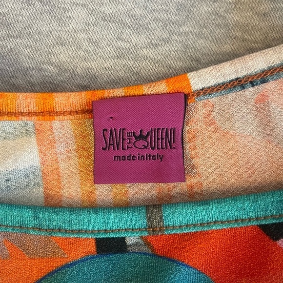 Save The Queen Multi Printed Mesh 3/4 Sleeve Top Size S - Picture 7 of 10